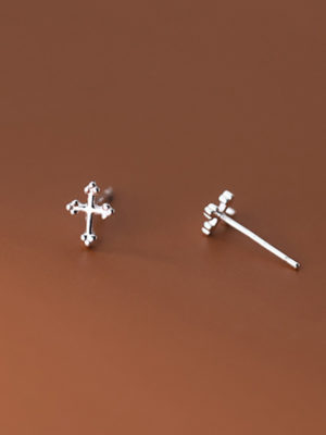 Silver Cross Stud Earrings