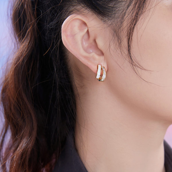 Cubic Zirconia Gemstones on Gold Ear Hook Earrings - Image 2