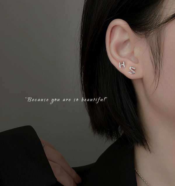 Alphabet Letter Stud Earrings - Image 2