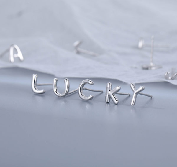 Alphabet Letter Stud Earrings - Image 8
