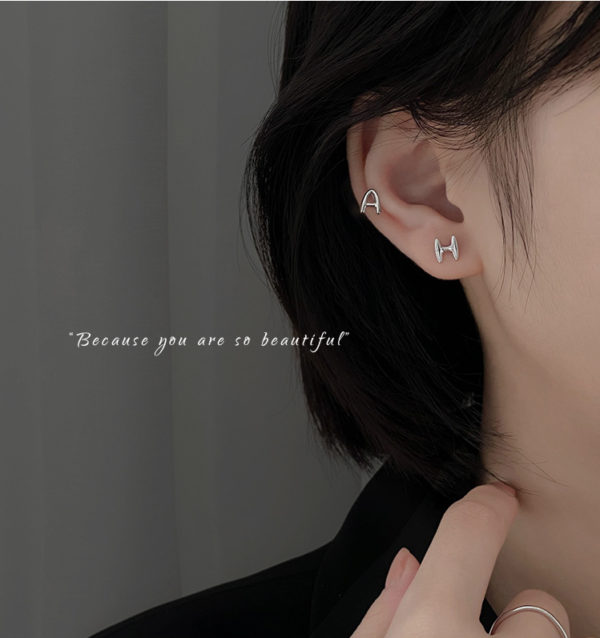 Alphabet Letter Stud Earrings - Image 10