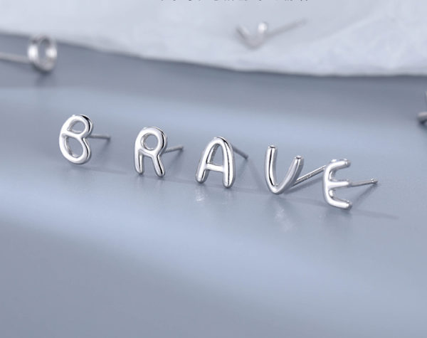 Alphabet Letter Stud Earrings - Image 4