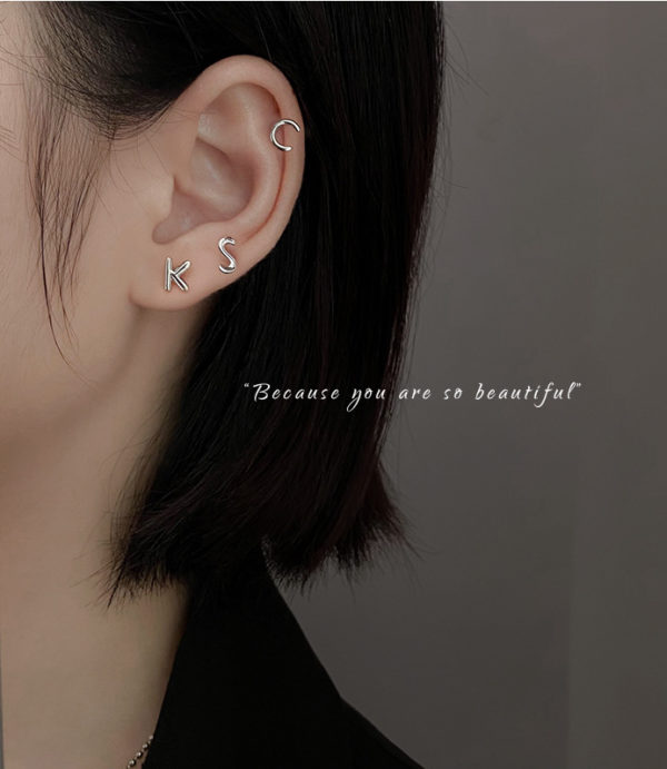 Alphabet Letter Stud Earrings - Image 11
