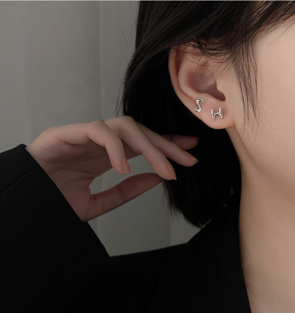 Alphabet Letter Stud Earrings - Image 6