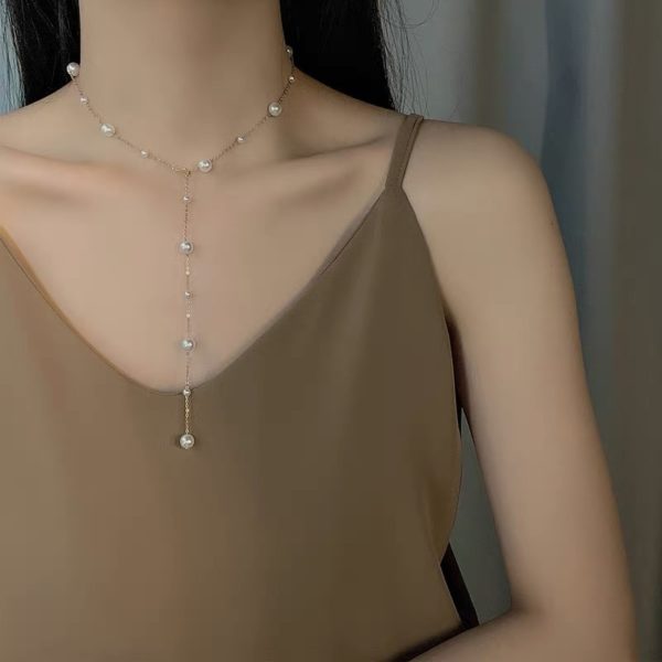 Faux Pearls on Gold Necklace - Image 4