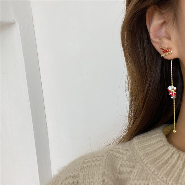 Christmas Climbing Santa Asymmetrical Dangle Earrings - Image 7