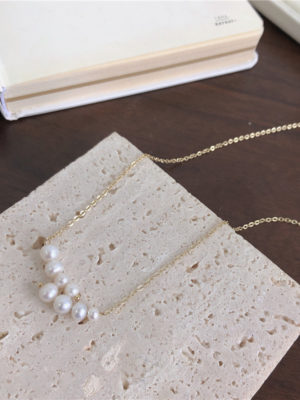 Irregular Stacking Faux Pearls Gold Necklace