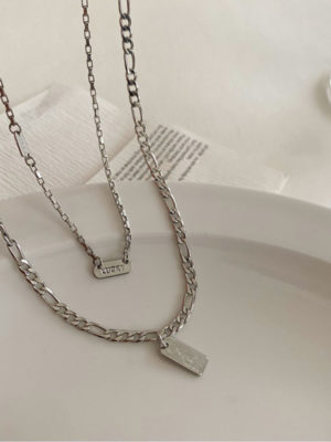 Double Chains Hand Made Lucky Tags Necklace