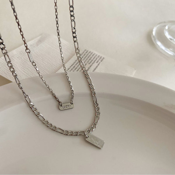 Double Chains Hand Made Lucky Tags Necklace