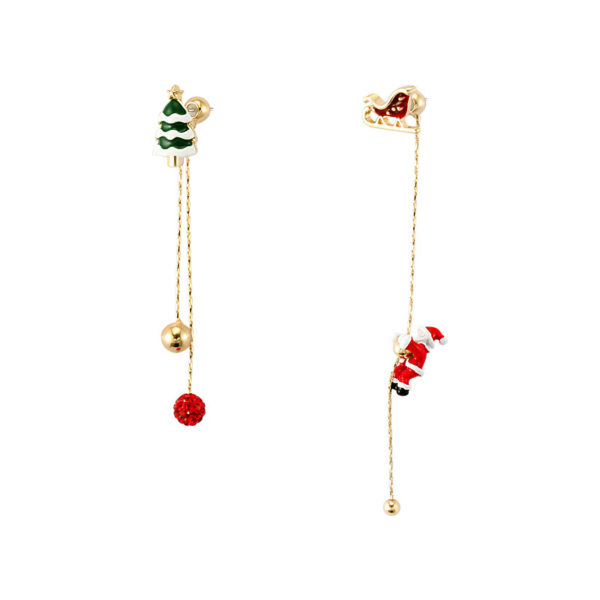 Christmas Climbing Santa Asymmetrical Dangle Earrings - Image 10