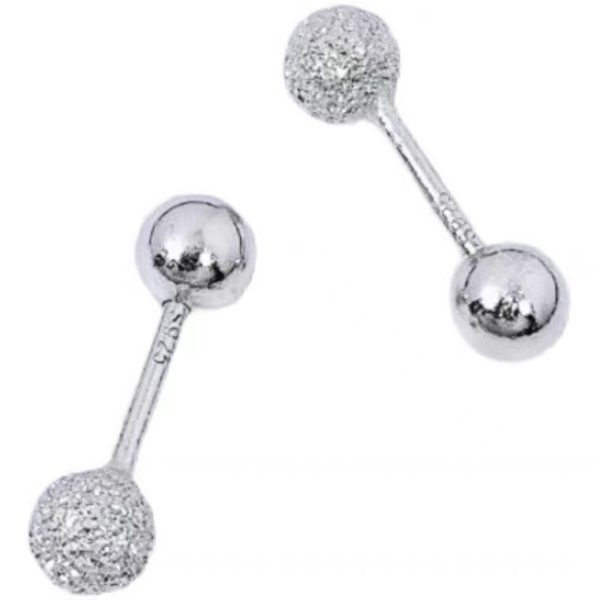 S925 Sterling Silver Barbell Stud Nap Earrings - Image 6