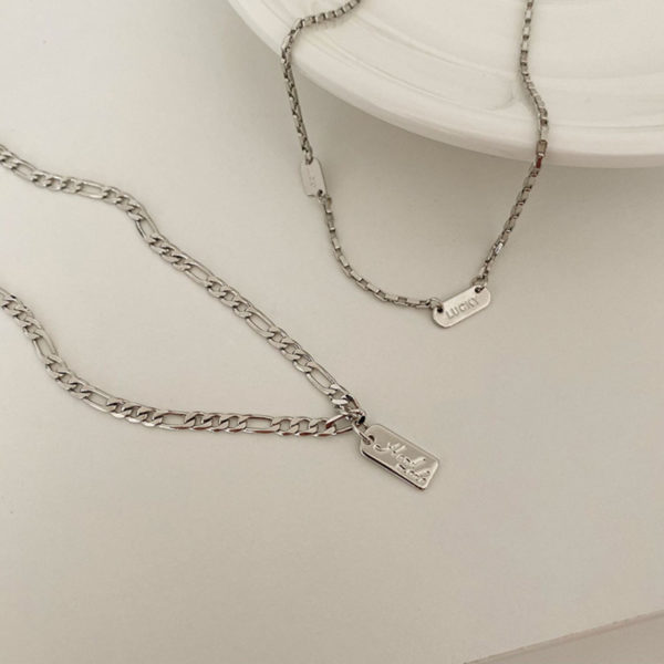 Double Chains Hand Made Lucky Tags Necklace - Image 3