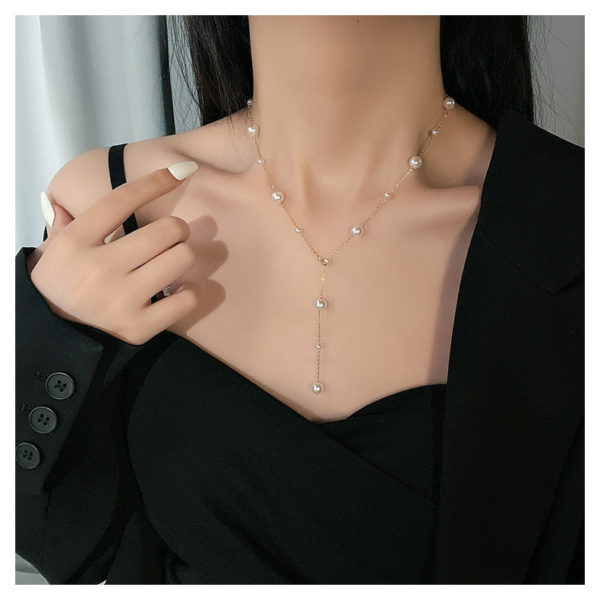 Faux Pearls on Gold Necklace - Image 6