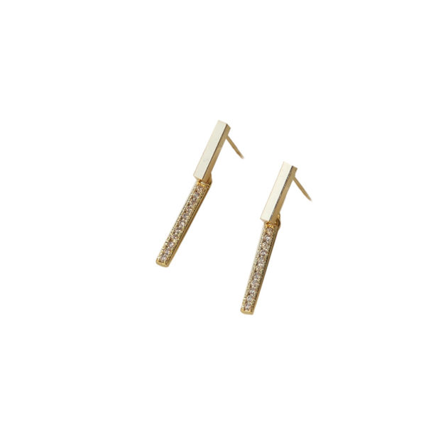 Cubic Zirconia Bar Dangle Stud Earrings - Image 8