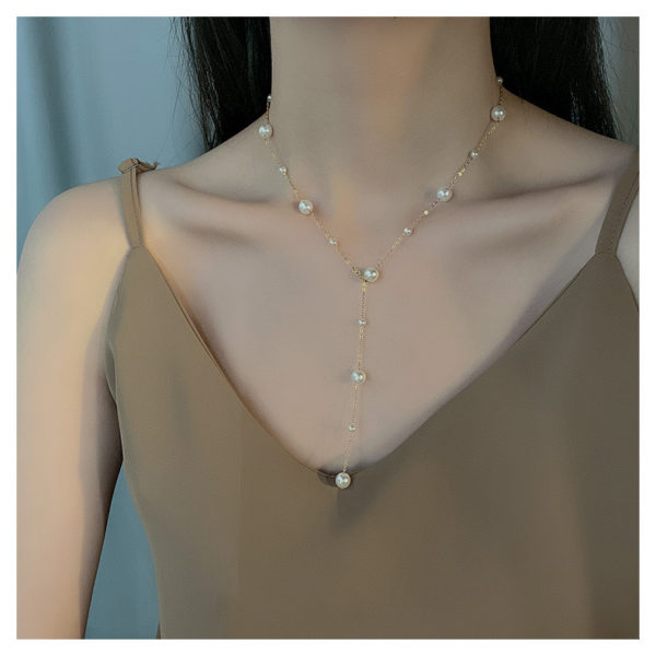 Faux Pearls on Gold Necklace - Image 5