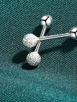 S925 Sterling Silver Barbell Stud Nap Earrings