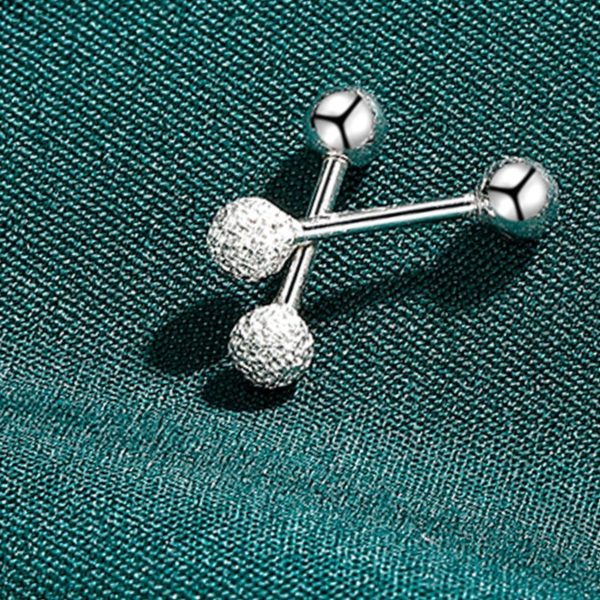 S925 Sterling Silver Barbell Stud Nap Earrings