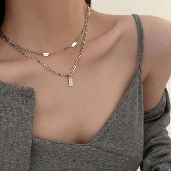 Double Chains Hand Made Lucky Tags Necklace - Image 6