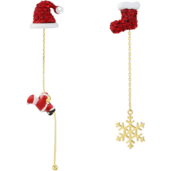 Christmas Climbing Santa Asymmetrical Dangle Earrings - Image 4
