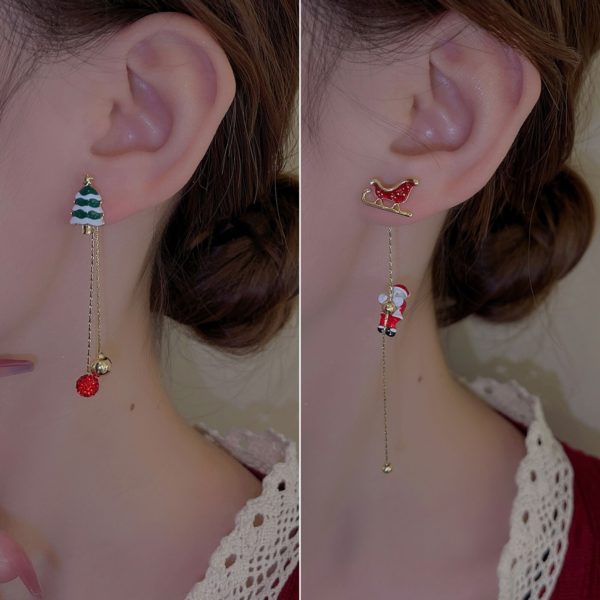Christmas Climbing Santa Asymmetrical Dangle Earrings - Image 9